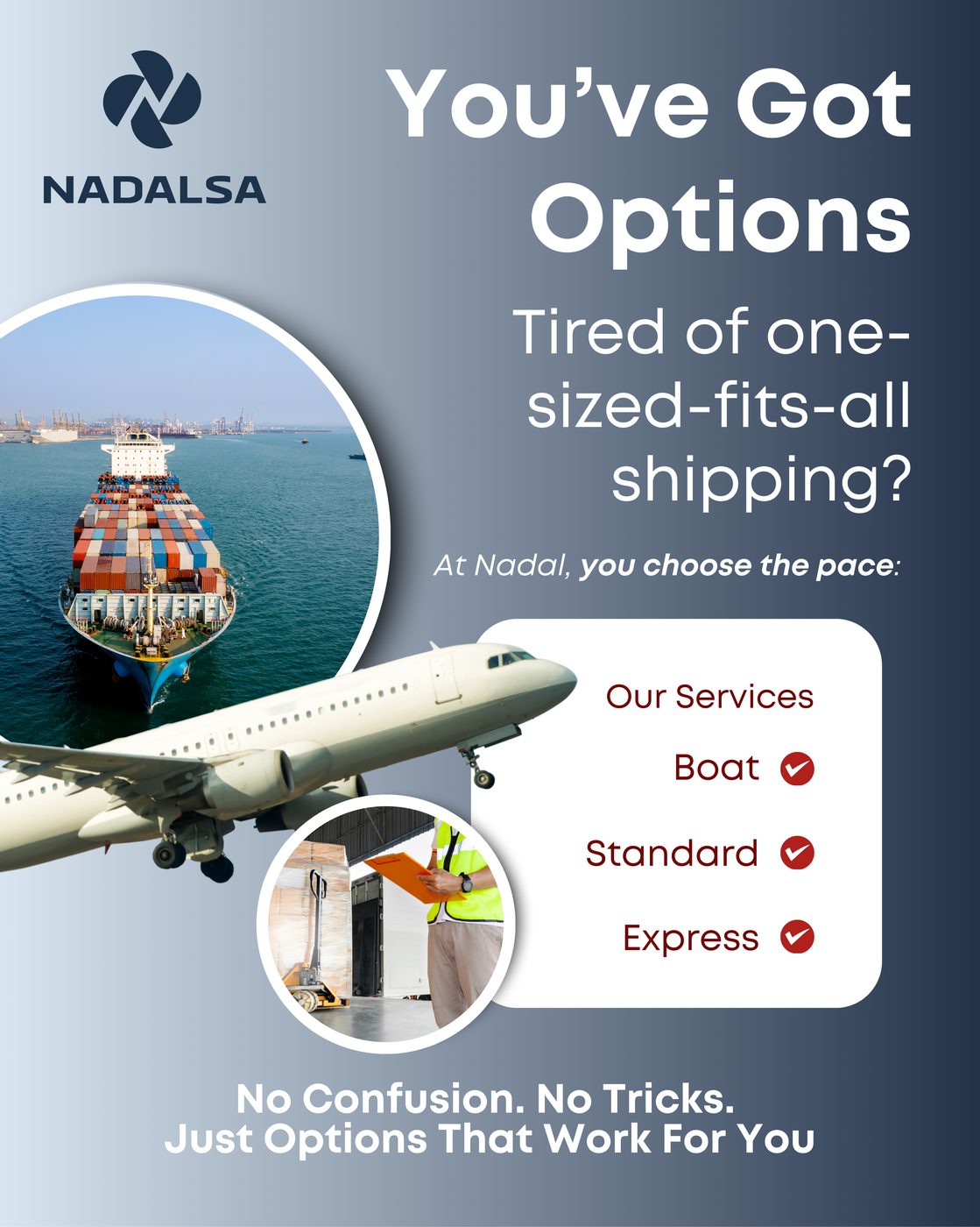 Nadalsa shipping options